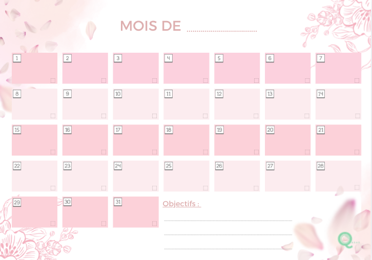 Planning du mois