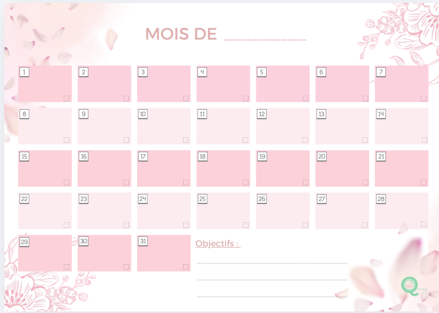 Planning du mois Qasas pour organiser ses objectifs
